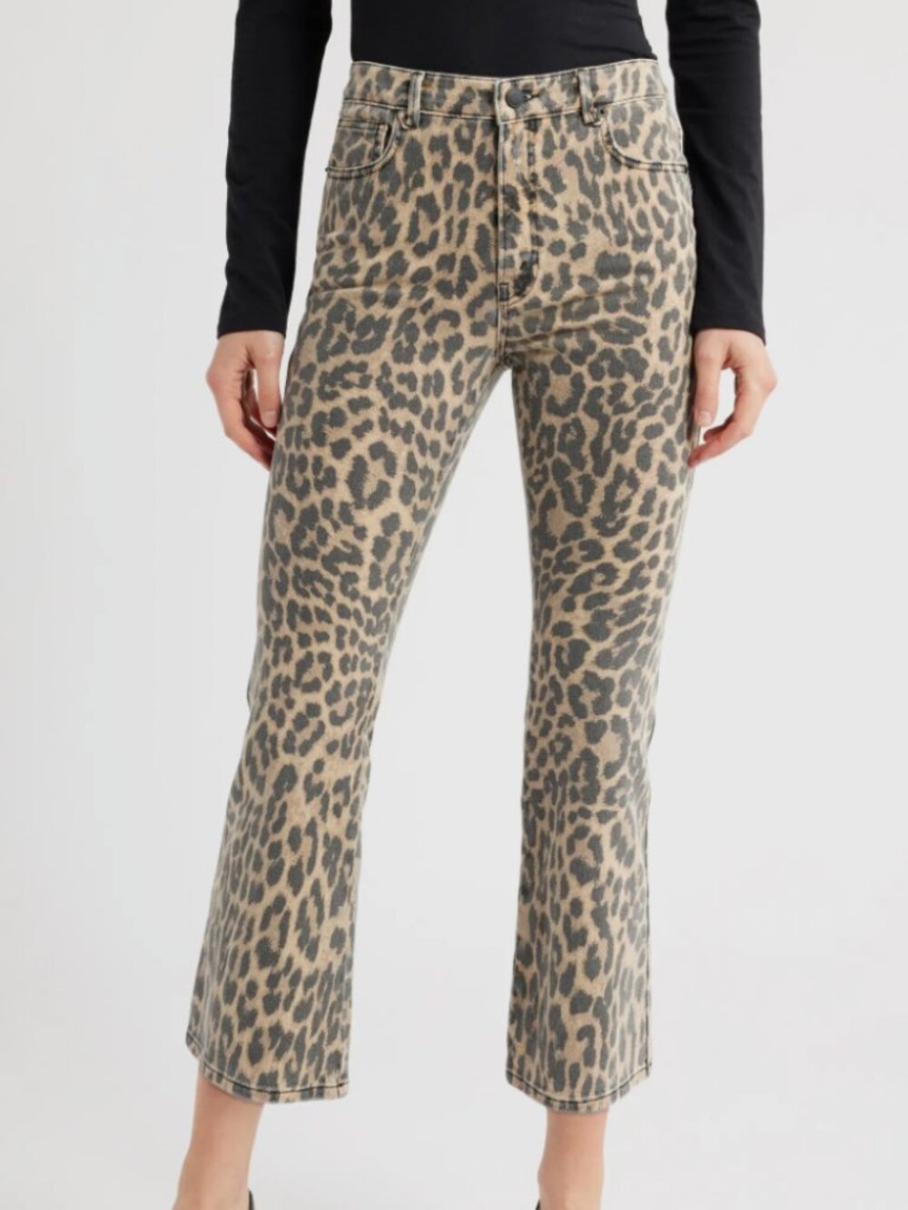 NWOT Good American Good Standard Kick Flare Jeans Leopard Print Size 4/27